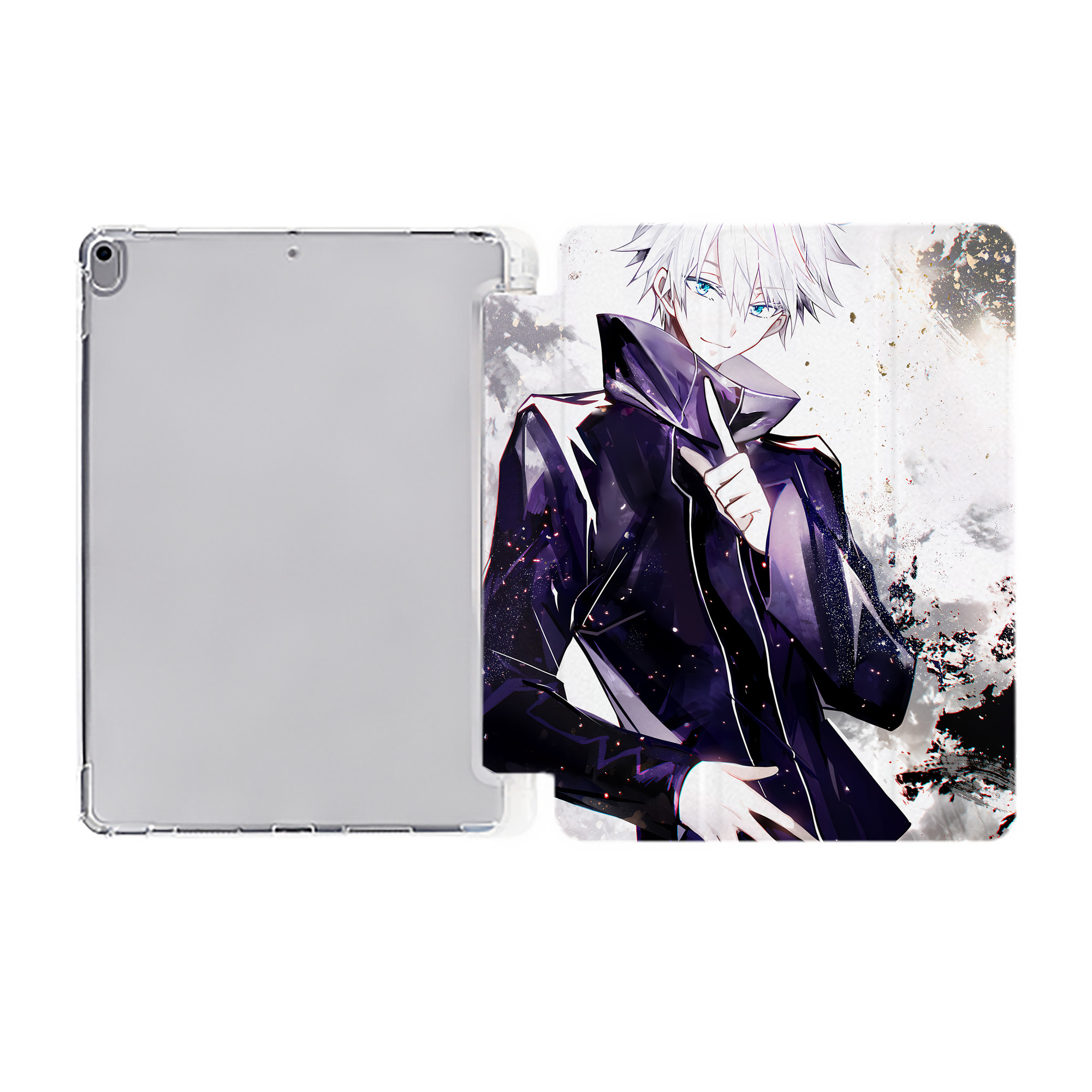 （画像用） 呪術廻戦 Jujutsu Kaisen IPad ケース ペン収納付き 三つ折りスタンド PUレザー×シリコン 対応機種9.5/10.5/10.9インチ